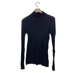 James Perse Standard Women's Size 3 Tissue Tee Turtleneck Long Sleeve Black Top